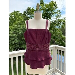 R&M Richards Beaded Tank Top 14 Burgundy Red Tiered Goth Whimsigoth Fairycore